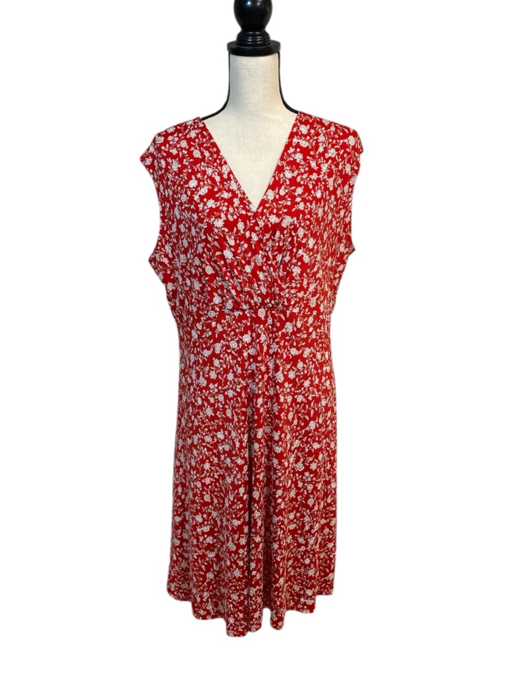 Gilli Red and White Floral Sleeveless Crossover Dress 3X